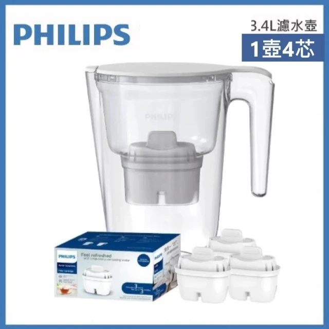 Philips 飛利浦 AWP2937長效超濾濾水壺3.4L 內含1芯+濾心三入AWP211(無計時器)