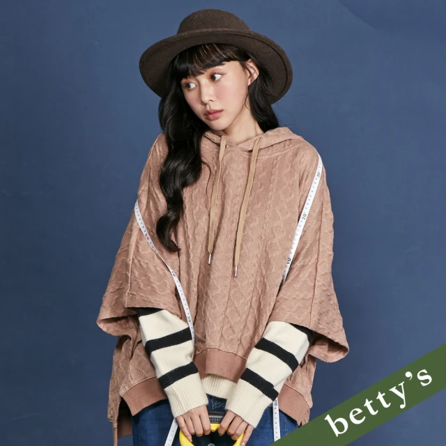 betty’s 貝蒂思 仿針織寬版落肩小耳朵連帽T-shirt(駝色)