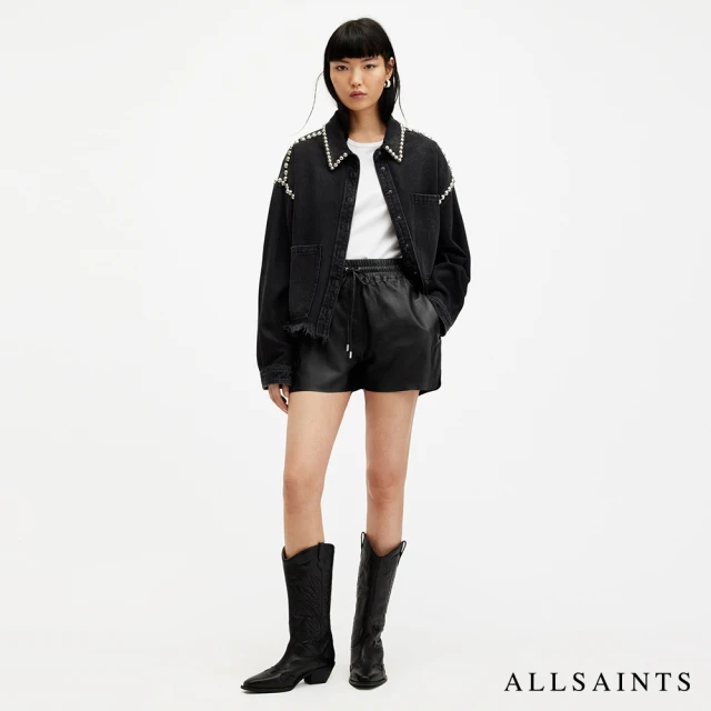 ALLSAINTS RUE 純棉開岔短袖T恤-紫 W185J