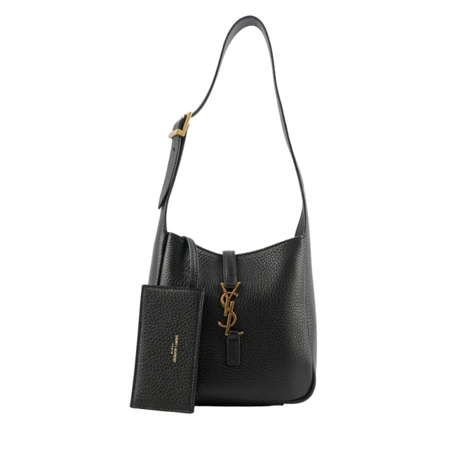 YSL LE 5 A 7 Hobo 鹿皮附卡片套肩背包_BABY(黑色)