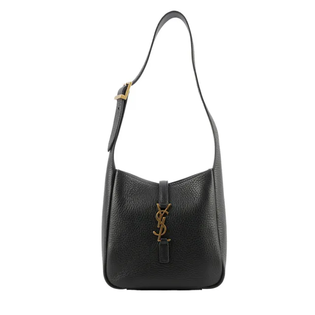 【YSL】LE 5 A 7 Hobo 鹿皮附卡片套肩背包_BABY(黑色)