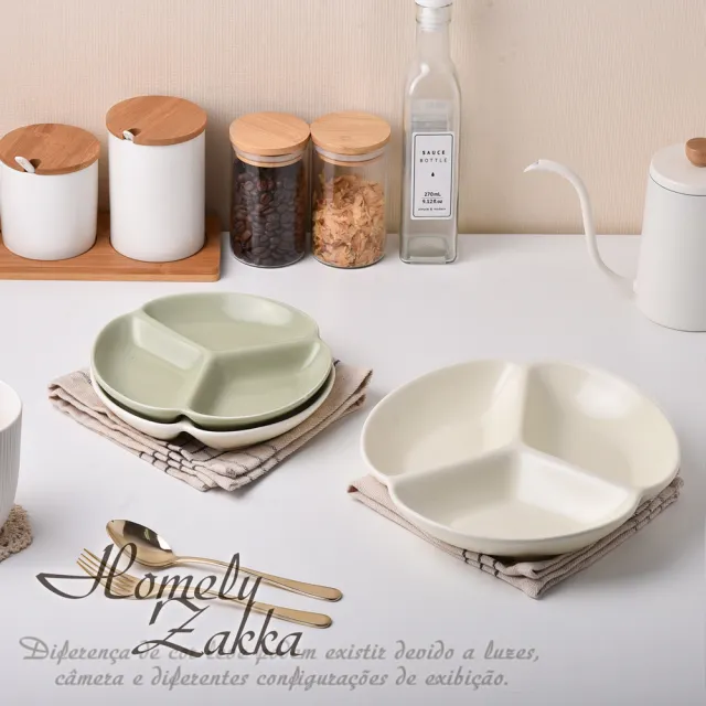 【Homely Zakka】北歐三葉形陶瓷健康分隔餐盤_4款一組(健康分隔盤 瘦身餐盤 健身餐盤 減脂餐盤)