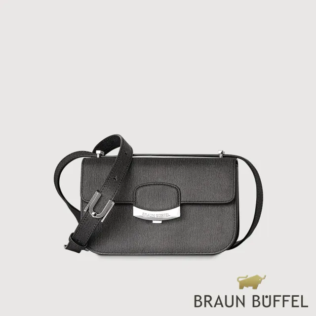 【BRAUN BUFFEL 德國小金牛】雅拉 小斜背包-黑色(BF851-10A-BK) 女包送禮推薦