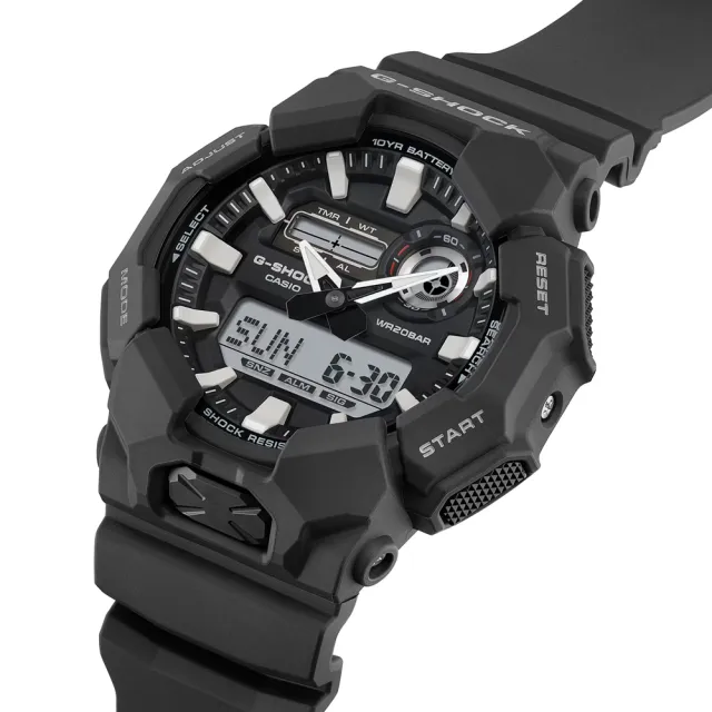 【CASIO 卡西歐】G-SHOCK 大錶殼 實用功能 雙顯錶-黑 卡西歐 雙11 送禮 電子錶(GA-010-1A)
