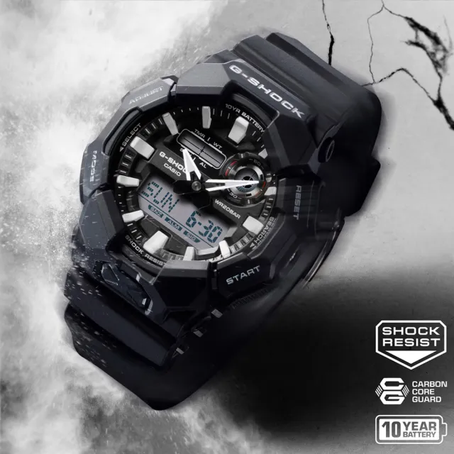 【CASIO 卡西歐】G-SHOCK 大錶殼 實用功能 雙顯錶-黑 卡西歐 雙11 送禮 電子錶(GA-010-1A)
