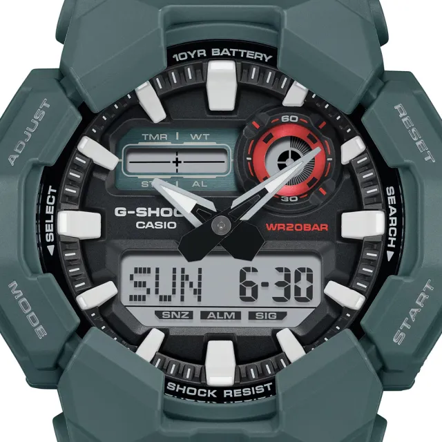 【CASIO 卡西歐】G-SHOCK 大錶殼 實用功能 雙顯錶 男錶 卡西歐 雙11 送禮 電子錶(GA-010-2A)