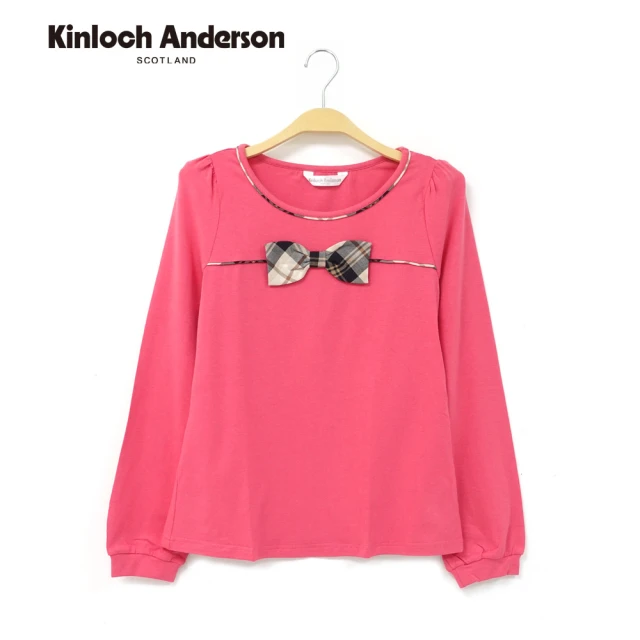 Kinloch Anderson 圓領蝴蝶結彈性長袖上衣 金安德森女裝(KA0465315 桃/藍/黑)