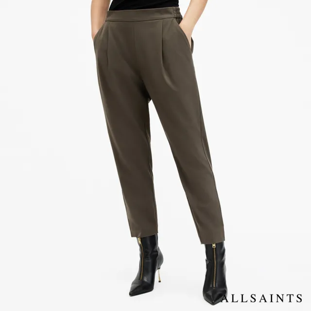 【ALLSAINTS】ALEIDA TRI 輕薄打摺修身中腰西裝長褲-橄欖綠 W009QZ(常規版型)