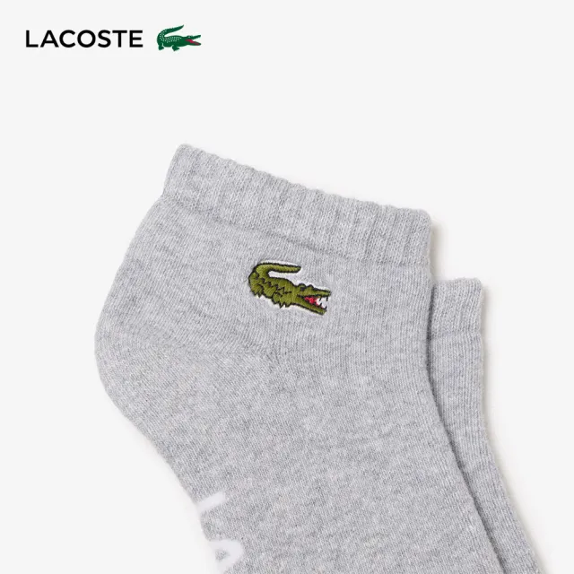 【LACOSTE】中性款-LOGO短襪2件裝(海軍藍/灰色)