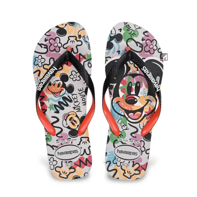 【havaianas 哈瓦仕】男拖鞋 Disney Stylish 白底紅黑 夾腳拖 迪士尼 米奇(海灘拖 人字拖 男鞋)