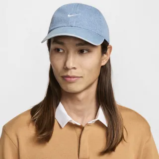 【NIKE 耐吉】帽子 老帽 棒球帽 男女 U NK CLUB CAP U CB DENIM 24 L 藍色 丹寧 牛仔(HF0383429)