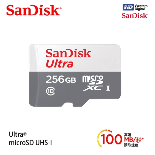 SanDisk 晟碟 全新版 256GB Ultra MicroSD C10 UHS-I 記憶卡(最高讀取 100MB/s 原廠7年保固)