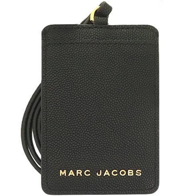 MARC JACOBS 馬克賈伯 黑色魚子醬皮革掛脖式證件夾