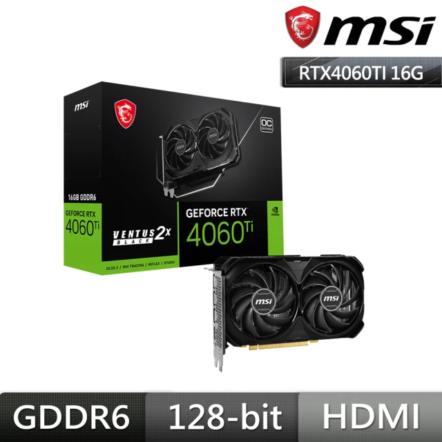 MSI 微星 RTX4060Ti VENTUS 2X BLACK 16G OC 顯示卡+海盜船 CX750M 銅牌 電源供應器(V+P組合包)