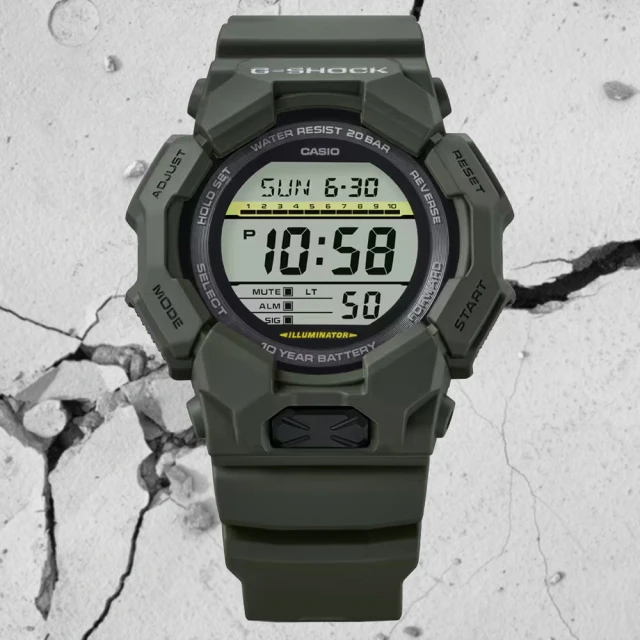 CASIO 卡西歐 G-SHOCK 大錶殼 多重時間 實用功能電子錶-綠(GD-010-3 防水200米)