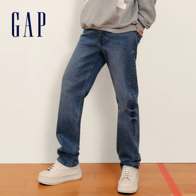 【GAP】男裝 純棉寬鬆牛仔褲-中度水洗(638283)