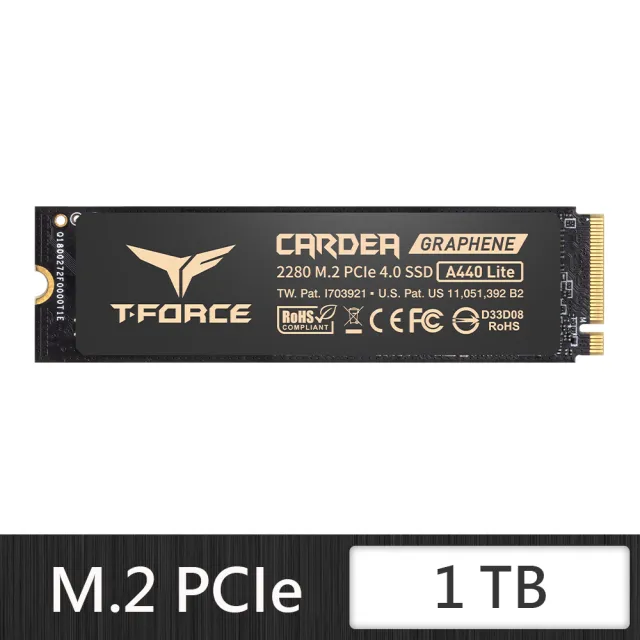 【Team 十銓】T-FORCE A440 Lite 1TB M.2 2280 PCIe 4.0 ssd固態硬碟 含散熱片 5年保(最高讀取7400MB/s)