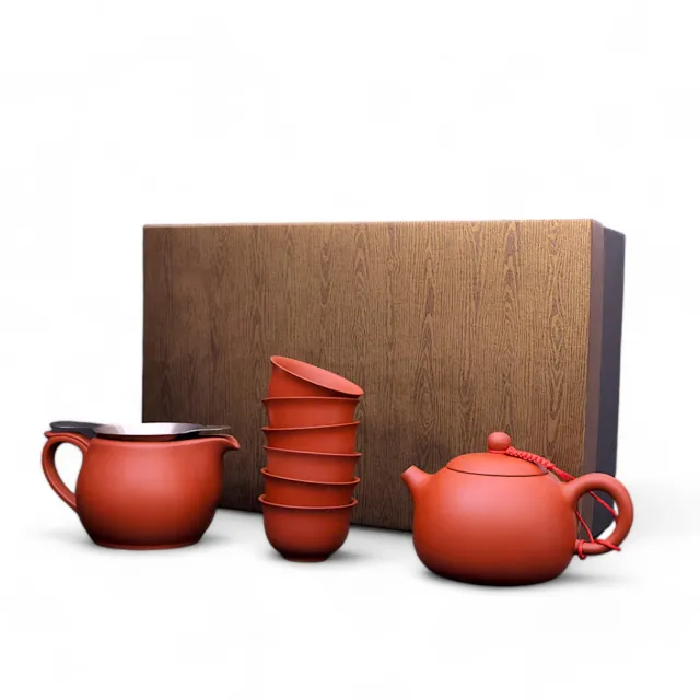 台灣製造鶯歌陶藝】精緻西施壺茶具禮盒八入組(茶具茶壺朱泥紫砂茶海