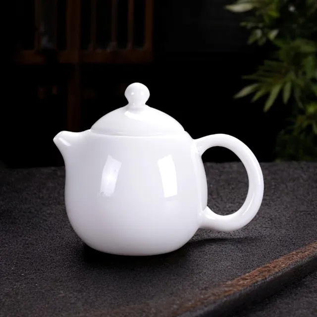 【美味好伙伴】羊脂玉瓷龍蛋壺220ml(高白瓷 茶具 茶壺 泡茶壺 茶杯)