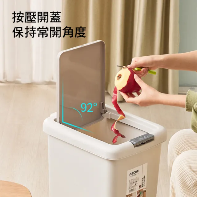 高級感雙開蓋垃圾桶 : 腳踩＋手按 8L(廚餘桶 回收桶 垃圾分類 室內垃圾桶 垃圾處理)