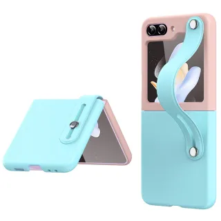【ACE_CASE】Samsung Galaxy Z Flip5 撞色腕帶手機殼保護殼保護套(防摔)