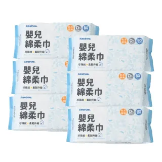 【Piyo Piyo 黃色小鴨】珍珠紋柔韌升級嬰兒綿柔巾(80抽x6包 乾濕兩用巾 台灣製 洗臉巾 卸妝巾)
