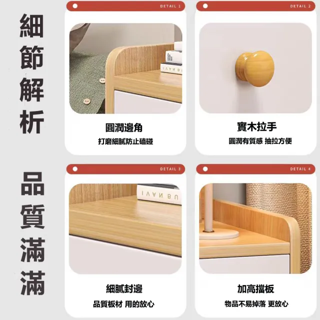 【E家工廠】床頭櫃 雙抽床頭櫃 床邊櫃 收納櫃 床邊桌 收納櫃 抽屜櫃(304-雙抽床頭櫃（賽杉木色）)