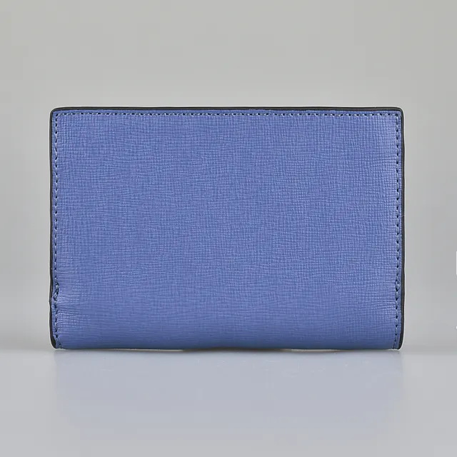 【FURLA 芙拉】FURLA BABYLON字母LOGO釦式6卡防刮牛皮短夾(海藍x天空藍)
