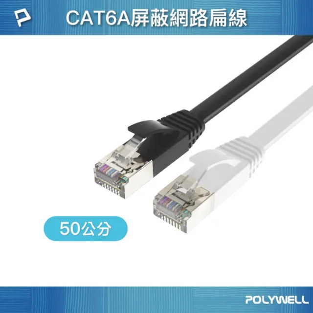 【POLYWELL】CAT6A 高速網路扁線 /0.5M