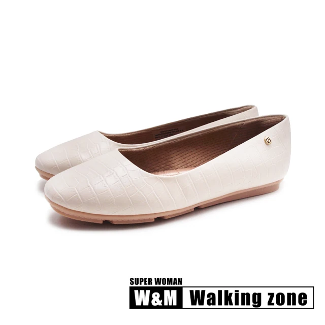 WALKING ZONE 女 SUPER WOMAN Piccadilly logo平底休閒鞋 女鞋(米白)