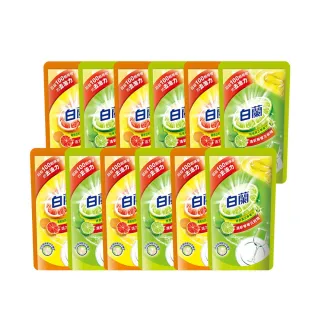 【白蘭】動力配方洗碗精補充包 800g 12入組 箱購(共9.6kg 檸檬/鮮柚)