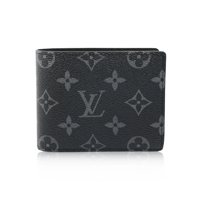 Louis Vuitton 路易威登 MULTIPLE系列 經典Monogram帆布交叉式卡夾短夾 男夾 黑灰(M61695)