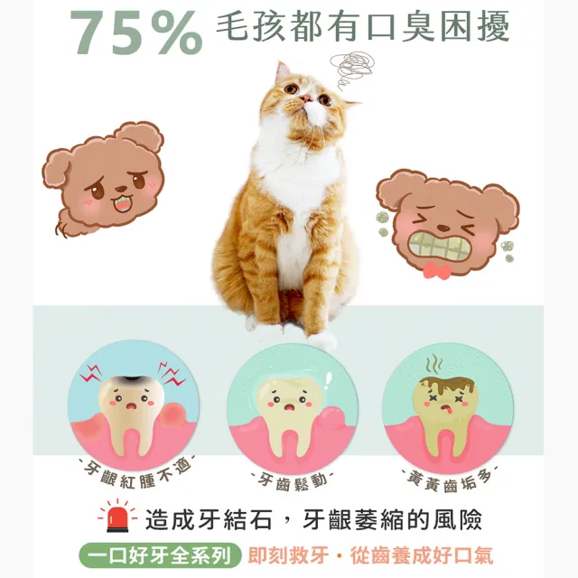【GOODMO 歸毛家族】全方位牙周修護組合 齒留香噴液 護齒凝膠 潔牙套(貓狗刷牙/口腔清潔/去口臭/牙垢)