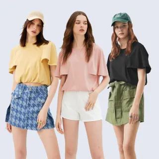 【OUWEY 歐薇】甜美飄逸荷葉袖棉質短版上衣(三色；S-L；3232321250)