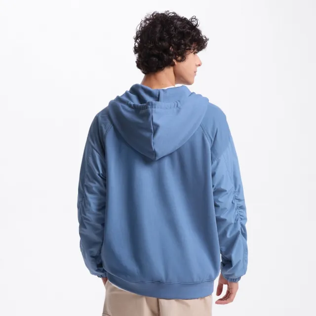 【GAP】男裝 Logo純棉刺繡連帽外套-藍色(637175)