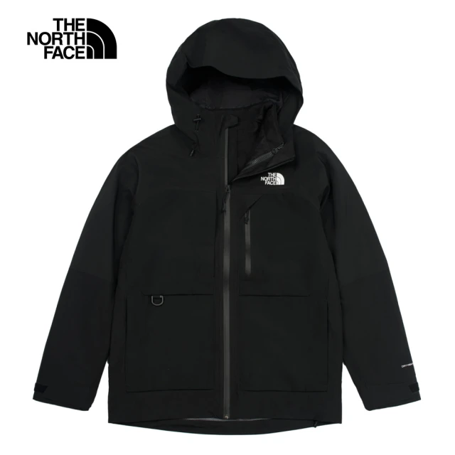 The North Face 北面男款黑色防水透氣舒適保暖連帽抓絨內裡三合一外套｜89ZSJK3