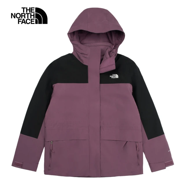 The North Face 北面女款紫色防水透氣保暖連帽抓絨內裡三合一外套｜89YJ53I