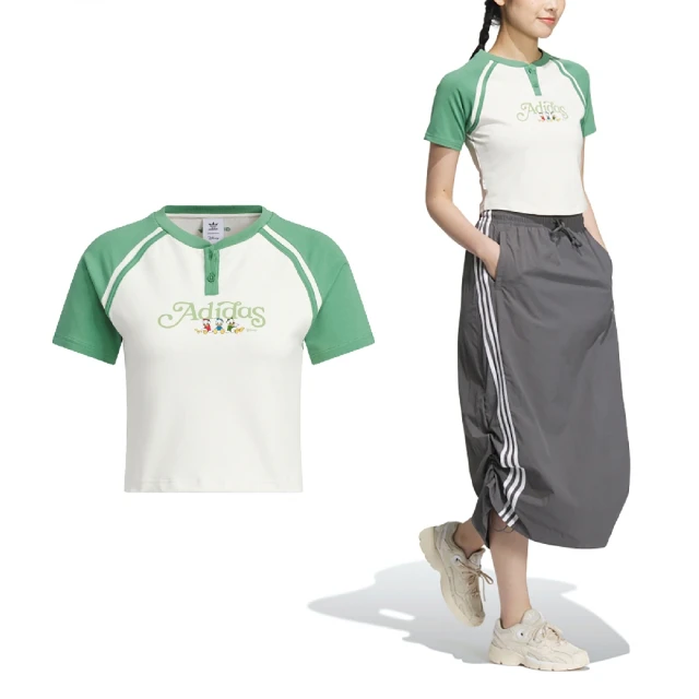 adidas 愛迪達 短版上衣 HDL GFX Tee 女款 綠 唐老鴨姪子 迪士尼聯名 愛迪達(JP1430)