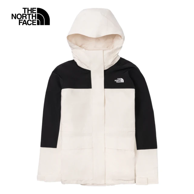 The North Face 北面女款米白色防水透氣保暖連帽抓絨內裡三合一外套｜89YJROU