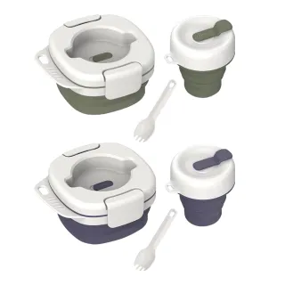 【AWADA】三合一餐具隨行套裝(餐具 碗 杯子 叉子 露營 逐露天下)