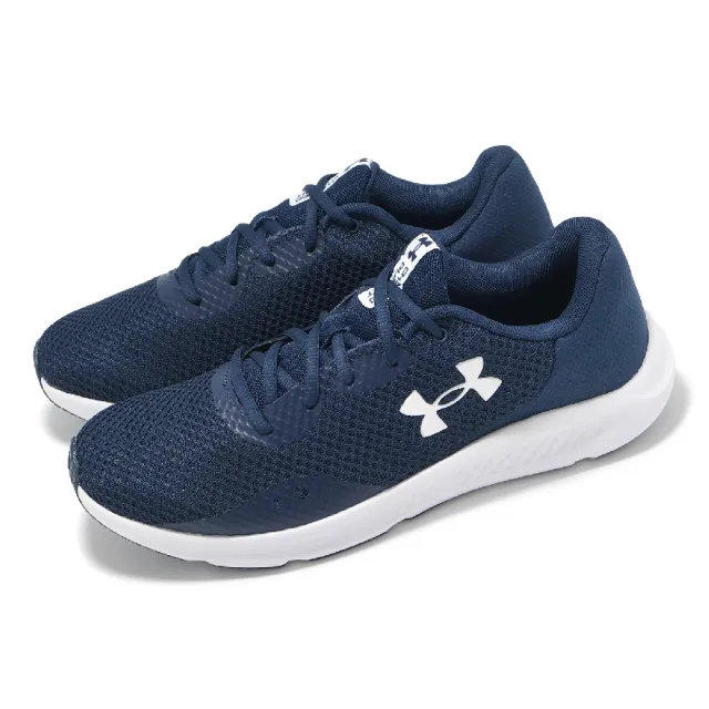 【UNDER ARMOUR】慢跑鞋 Charged Pursuit 3 男鞋 藍 白 運動鞋 UA(3024878401)