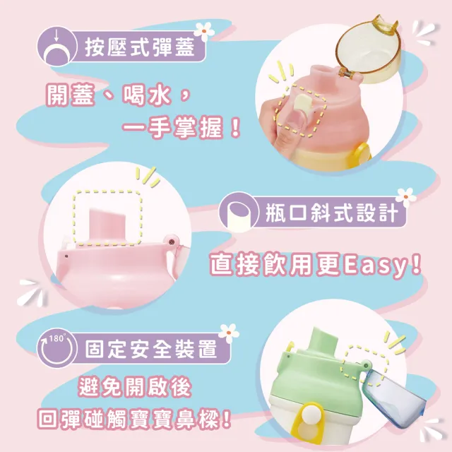 【Skater】彈蓋式抗菌直飲兒童水壺 480ml(美女與野獸/小熊維尼/小小兵/七龍珠/鯊魚寶寶/可愛巧虎島)