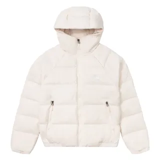 【The North Face 官方旗艦】北面女款米白色WindWall防風連帽羽絨外套｜7QVVQLI(600蓬鬆度)