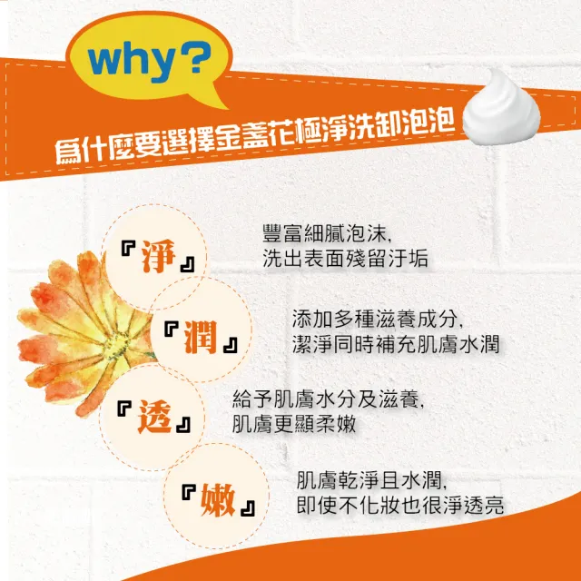【AUS LIFE 澳思萊】金盞花極淨溫和洗卸泡泡150mlX3入組(贈卸妝凝露 洗卸明星組)