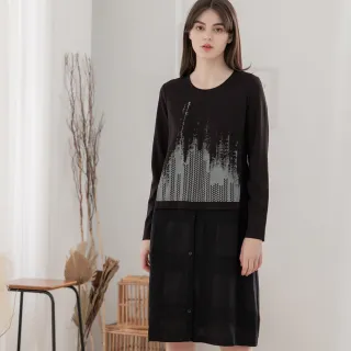 【Qiruo 奇若名品】秋冬專櫃黑色休閒洋裝3317F 棉質舒適(M-XL)