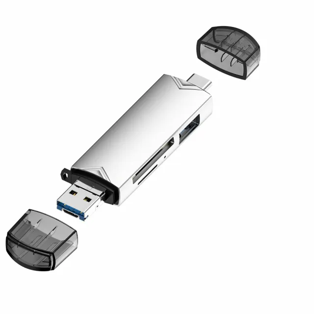 【LineQ】USB3.0 Type-C多功能六合一OTG讀卡器讀卡機D-398