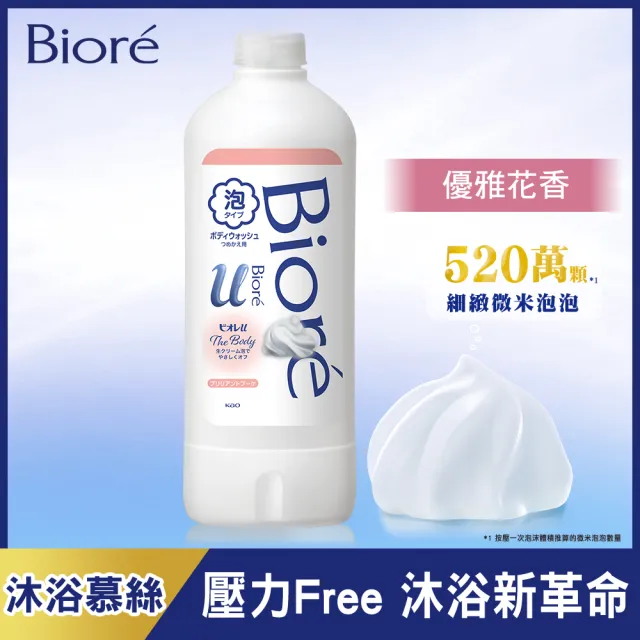 【Biore 蜜妮】高彈潤沐浴慕絲 補充瓶450ml(共3款可選)