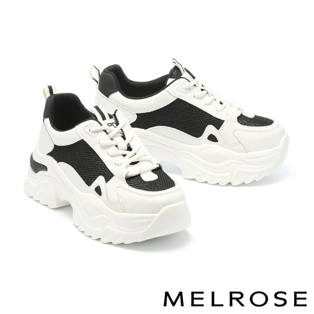 MELROSE 美樂斯 率性潮流牛皮拼接網布老爹厚底休閒鞋(