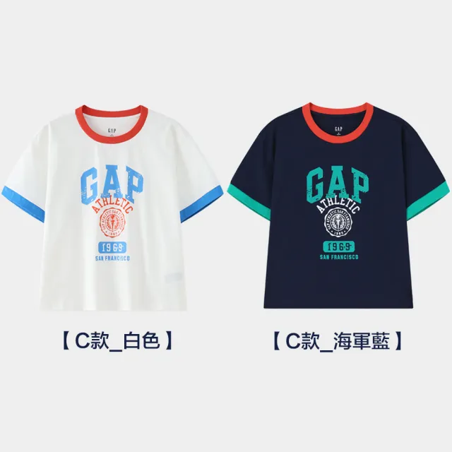 【GAP】男女裝 Logo印花純棉圓領短袖T恤-多款任選(465583&465261)