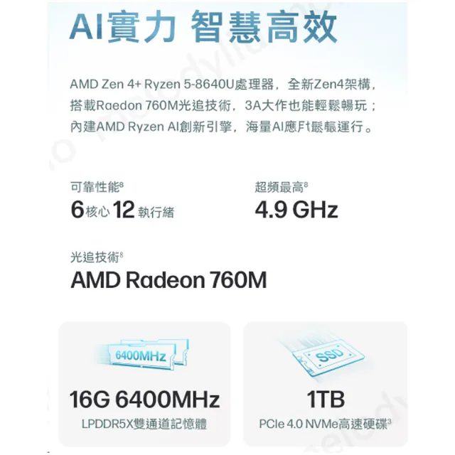 【HP 惠普】13吋 R5-8640U 輕薄AI免1KG筆電(Pavilion Aero 13-bg0049AU/16G/1T SSD/W11/自然銀)